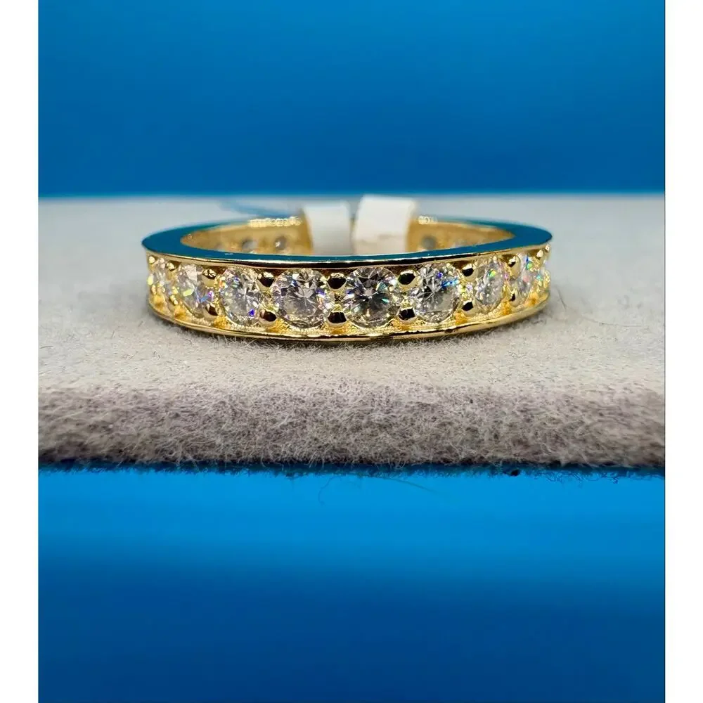 Sz 10.5 - 3CTW Moissanite Vermeil Gold over 925 Sterling Band - NWT